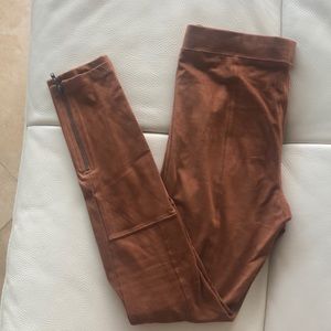 Express small tan suede leggings